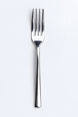 A shiny silver fork isolated on a white background