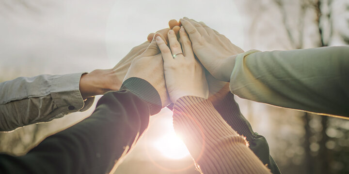 Abstract background. Hands and  friend relationship concept and teamwork for goal of success