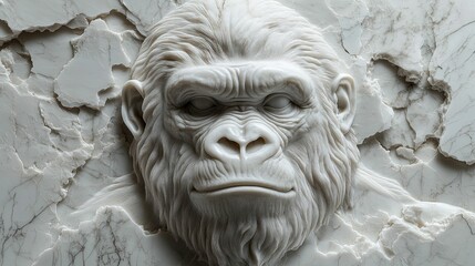 Marble Gorilla Sculpture In A Cracked Background