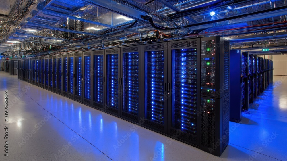 Poster Illuminated Server Racks In A Modern Data Center