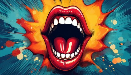 Naklejka premium Comic book yelling mouth 