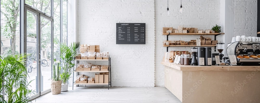 Poster an old-fashioned bakery with an espresso machine steaming in the corner, capturing nostalgia and cha