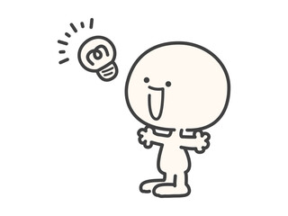 良いアイデアを思いついたシンプルでかわいい人物のベクターイラスト素材