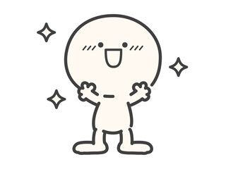 嬉しさや感動の表情のシンプルでかわいい人物のベクターイラスト素材