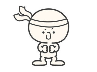 気合いを入れている表情のシンプルでかわいい人物のベクターイラスト素材