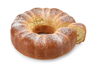 Freshly baked sponge cake isolated on white