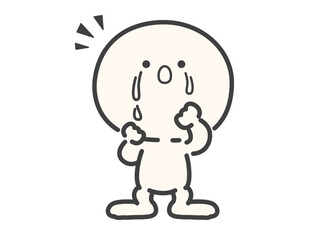 Fototapeta premium 何かに気づき、泣き止んだシンプルでかわいい人物のベクターイラスト素材