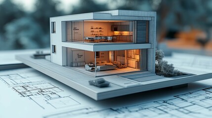 Architectural Model Shows Modern Two Story House Design