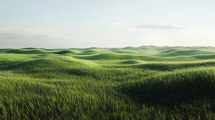 Obraz premium green grassland landscape isolated on white 