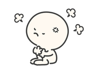 Obraz premium イヤなことを思い出して怒っているシンプルでかわいい人物のベクターイラスト素材