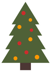 Fototapeta premium Christmas tree with decorations flat icon isolated on white background.