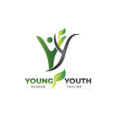 Y Team youth logo design - Young Foundation Logo. in two people shapes and green and black colour