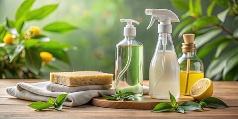 Eco-friendly cleaning essence in a sustainable packaging , eco-friendly, cleaning, essence, natural
