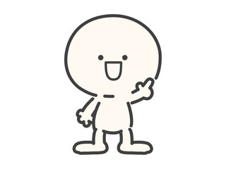 Obraz premium 笑顔で指差しするシンプルでかわいい人物のベクターイラスト素材