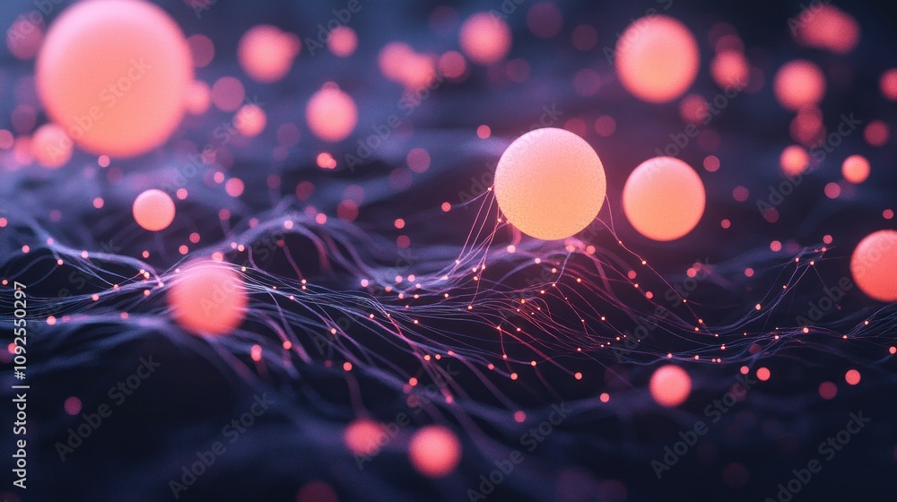 Aufkleber abstract representation of particles interconnected by lines, suggesting a scientific theme.