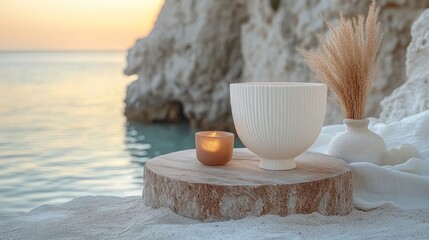 Serene coastal decor with natural elements.