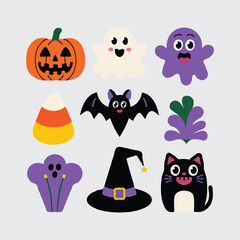 Fototapeta premium Halloween icon set collections with white background