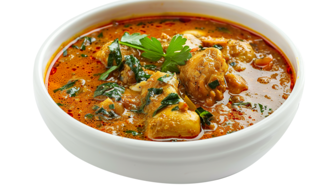 Andhra Chicken Curry isolated on transparent background, PNG