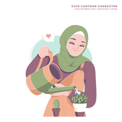 plant care cute cartoon character