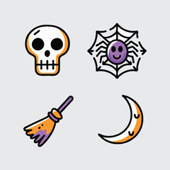 Halloween icon set collections with white background