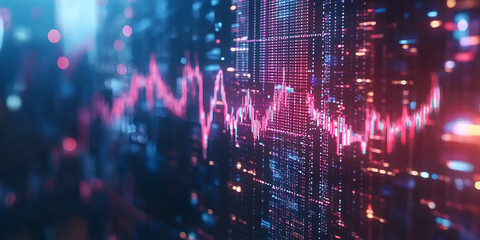 Fototapeta premium Digital Wave Graph Representing Signal Data in Virtual Environment