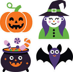 Halloween icon set collections with white background