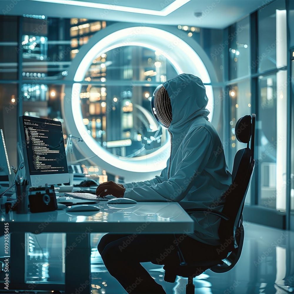 Poster a hacker in an office.