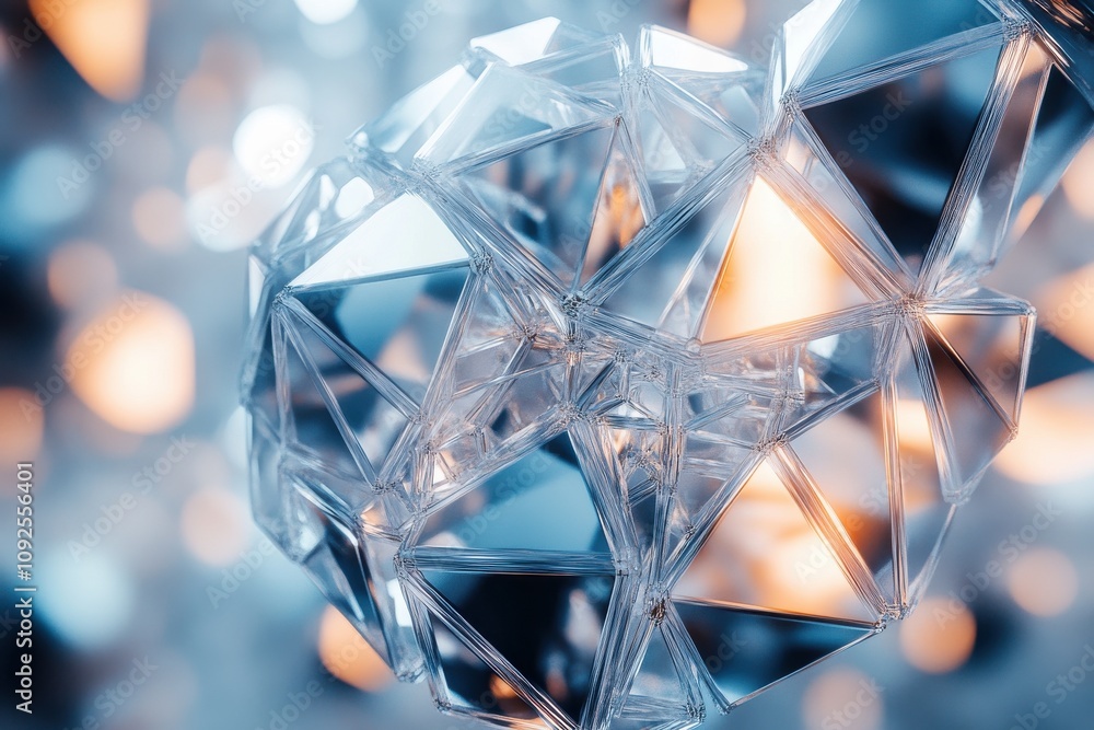 Poster abstract metallic geometry with shiny facets