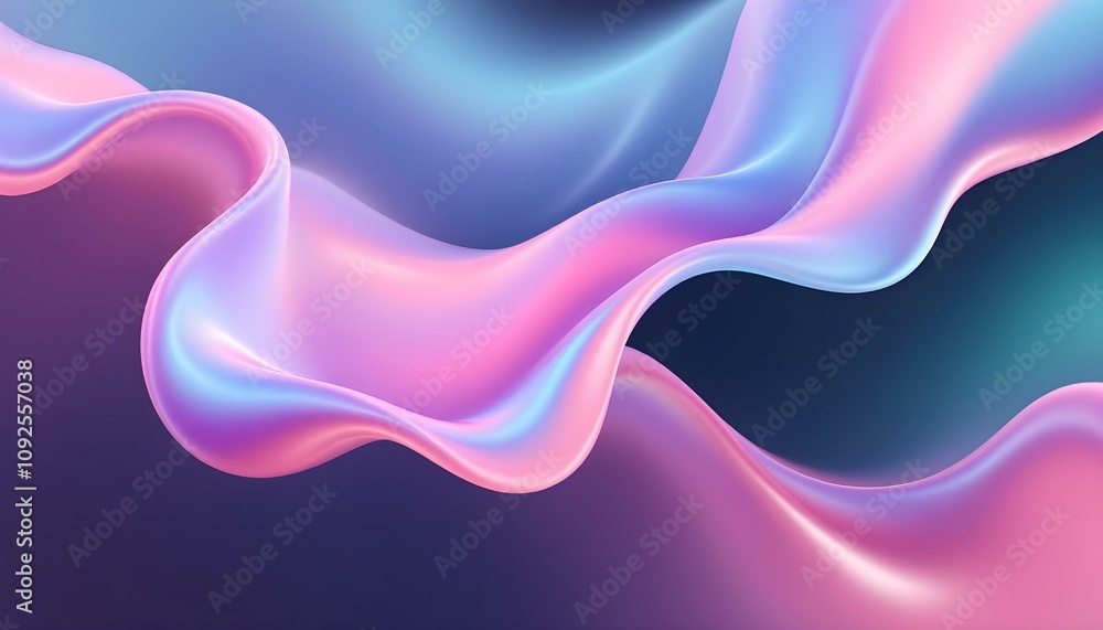 Poster Abstract blue and purple liquid wavy shapes futuristic banner. Glowing retro waves background. Abstract background with magenta and purple curve lines. Modern minimal trendy lines pattern horizontal
