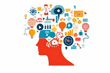 head profile featuring neuromarketing concepts exploring consumer behavior and cognitive influences. 4k image