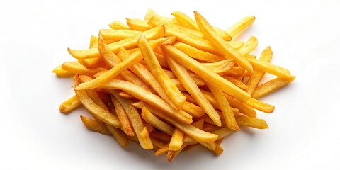 Delicious Top View of Golden Brown French Fries on a White Background â€“ Irresistible Fast Food Photography