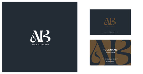 Letters A B  Joint logo icon with business card vector template.