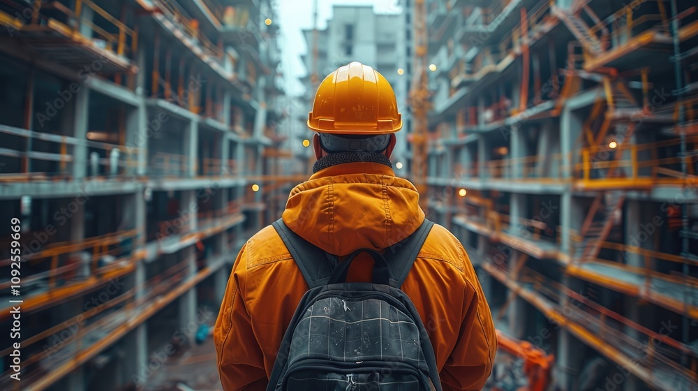 Poster engineer in a large construction site.