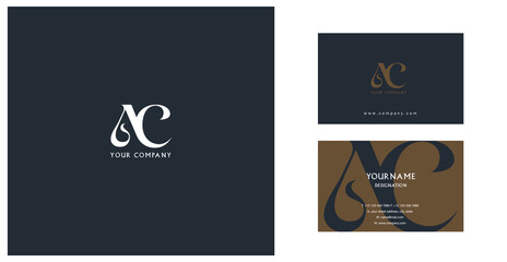 Letters A C  Joint logo icon with business card vector template.