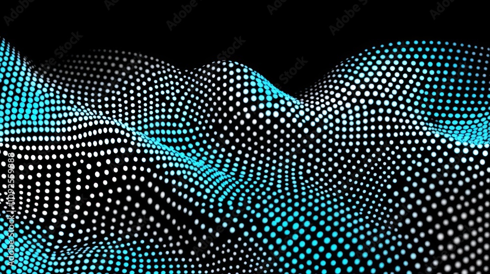 Aufkleber Abstract representation of waves using a dotted pattern in contrasting colors.
