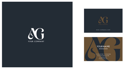 Letters A G  Joint logo icon with business card vector template.