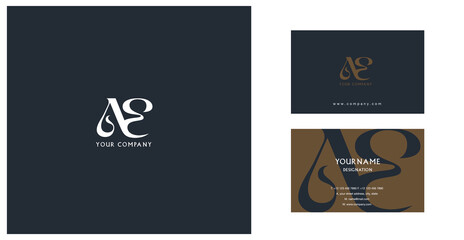 Letters A E  Joint logo icon with business card vector template.