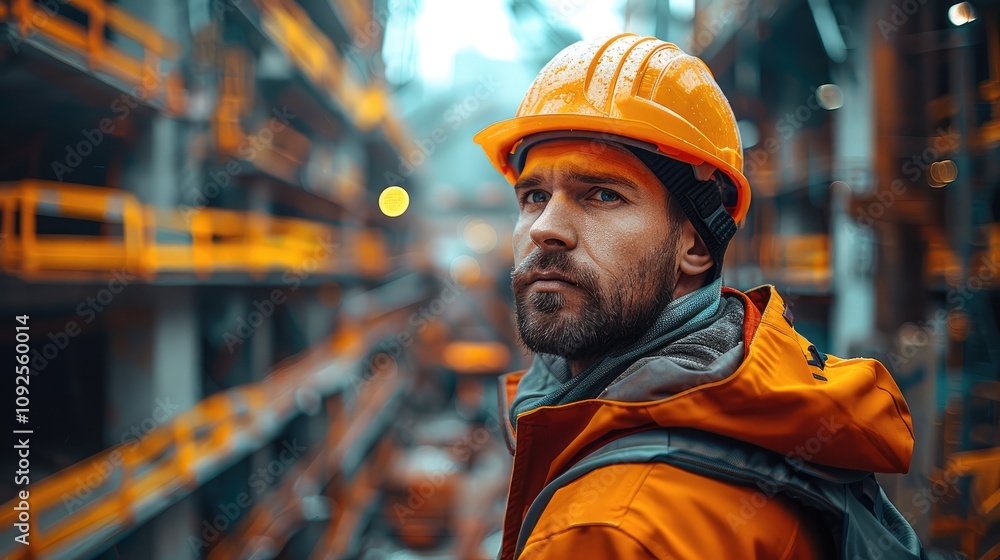 Poster engineer in a large construction site.