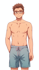 Handsome Man in Swimwear - Digital Illustration