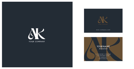 Letters A K  Joint logo icon with business card vector template.
