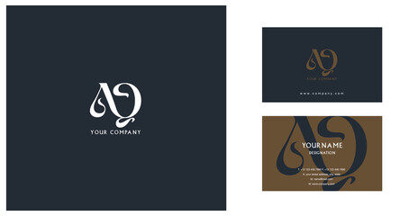 Letters A Q  Joint logo icon with business card vector template.