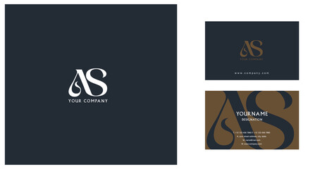 Letters A S  Joint logo icon with business card vector template.