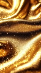 Shimmering golden fabric with sparkling texture.
