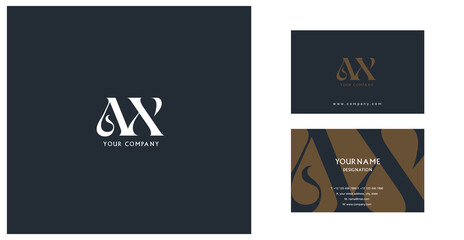 Letters A X  Joint logo icon with business card vector template.
