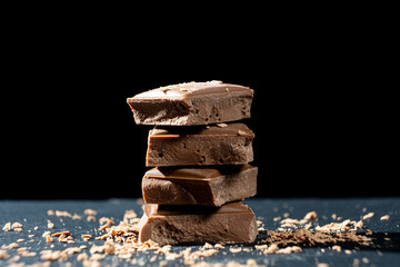 Natural Organic Vegan Lactose-Free Low Carb Gluten-Free Chocolate Black Background.