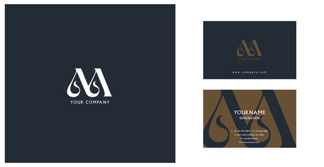 Letters A A  Joint logo icon with business card vector template.