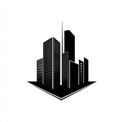 Fototapeta premium A sleek black silhouette of modern skyscrapers, showcasing architectural designs in an urban landscape.