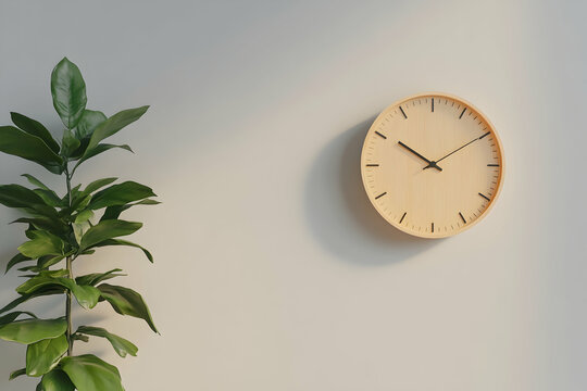 Minimalist modern clock on a neutral wall. high quality image