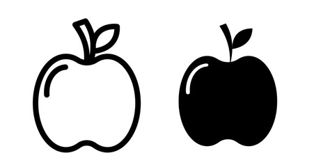 Apple Icon set in black filled and line.