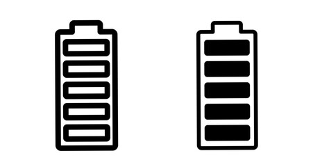 Battery Icon set in black filled and line.